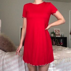 F21 red scallop tee shirt dress